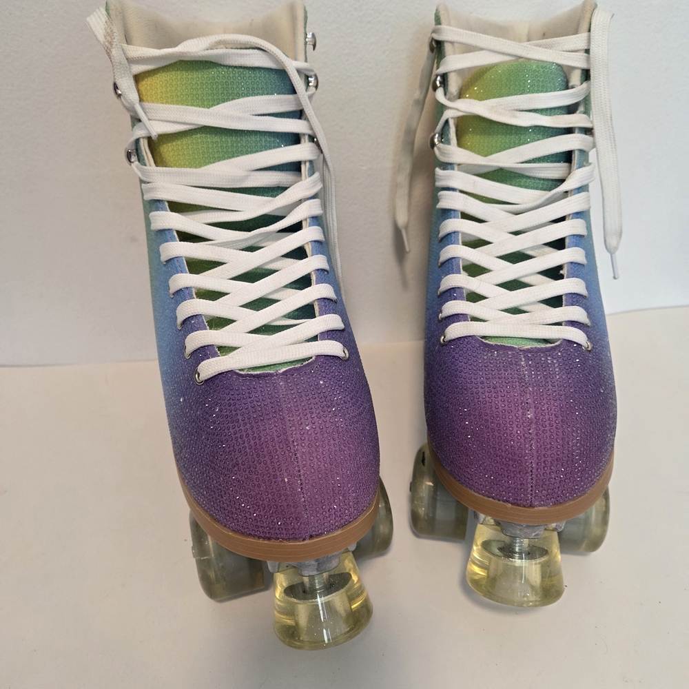 Cosmic Rainbow Pride Disco Retro Skates MultiColor Rhinestone Roller Skate sz13 - Picture 3 of 16